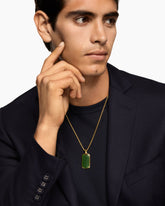 Chevron Tag in 18K Yellow Gold with Nephrite Jade, 34mm